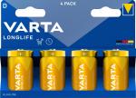4 Varta 4120 Longlife D / Mono Alkaline Batterien im 4er Blister