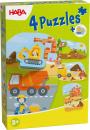 2, 2x3, 4 Teile HABA Kinder Puzzle 4 erste Puzzles Baustelle mit Holzfigur Bagger 2012186003