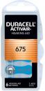 6 Duracell Activair Typ 675 Zink-Luft Hörgerätebatterien im 6er Blister