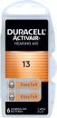 6 Duracell Activair Typ 13 Zink-Luft Hörgerätebatterien im 6er Blister