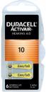 6 Duracell Activair Typ 10 Zink-Luft Hörgerätebatterien im 6er Blister