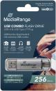 Mediarange USB Stick 256GB Speicherstick Combo silber USB 3.2 Gen 1 USB-A / USB-C