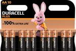 10 Duracell Plus AA / Mignon Alkaline 100% Extra Life Batterien im 10er Blister