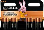 8 Duracell Plus AA / Mignon Alkaline Power Boost Batterien im 8er Blister