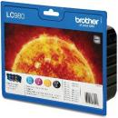 4 Brother Druckerpatronen Tinte LC-980 BK / C / M / Y Multipack